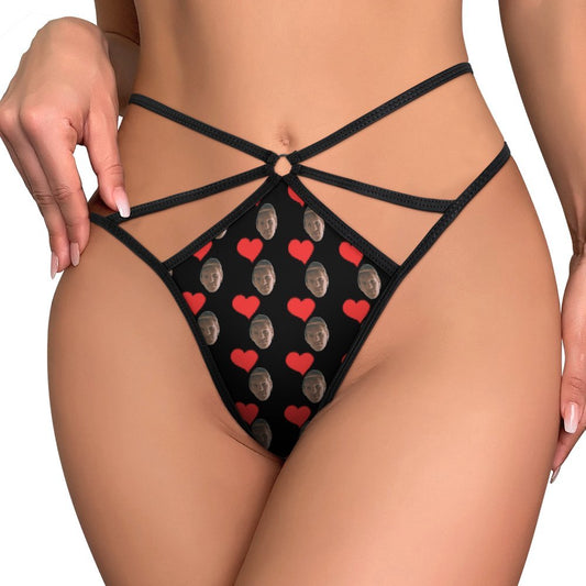 Custom Printed Sheer Mesh Face Thong Panty