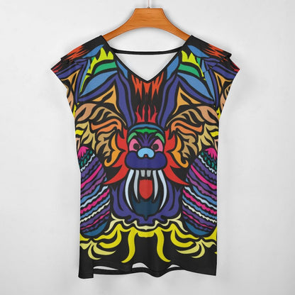 Custom Ruffle V-Neck T-Shirt (BUT) | All-Over Print Women's Top