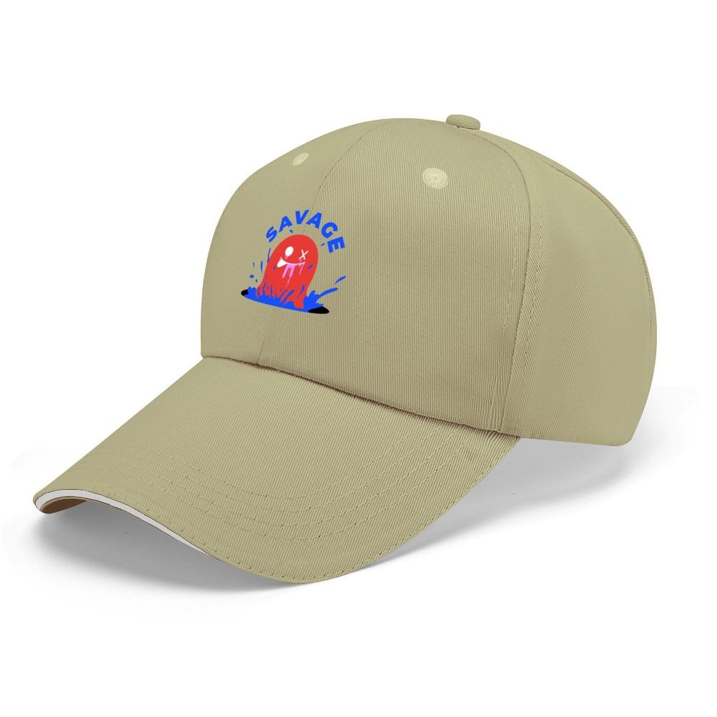 Custom Sandwich Brim Baseball Cap with Heat Transfer Print