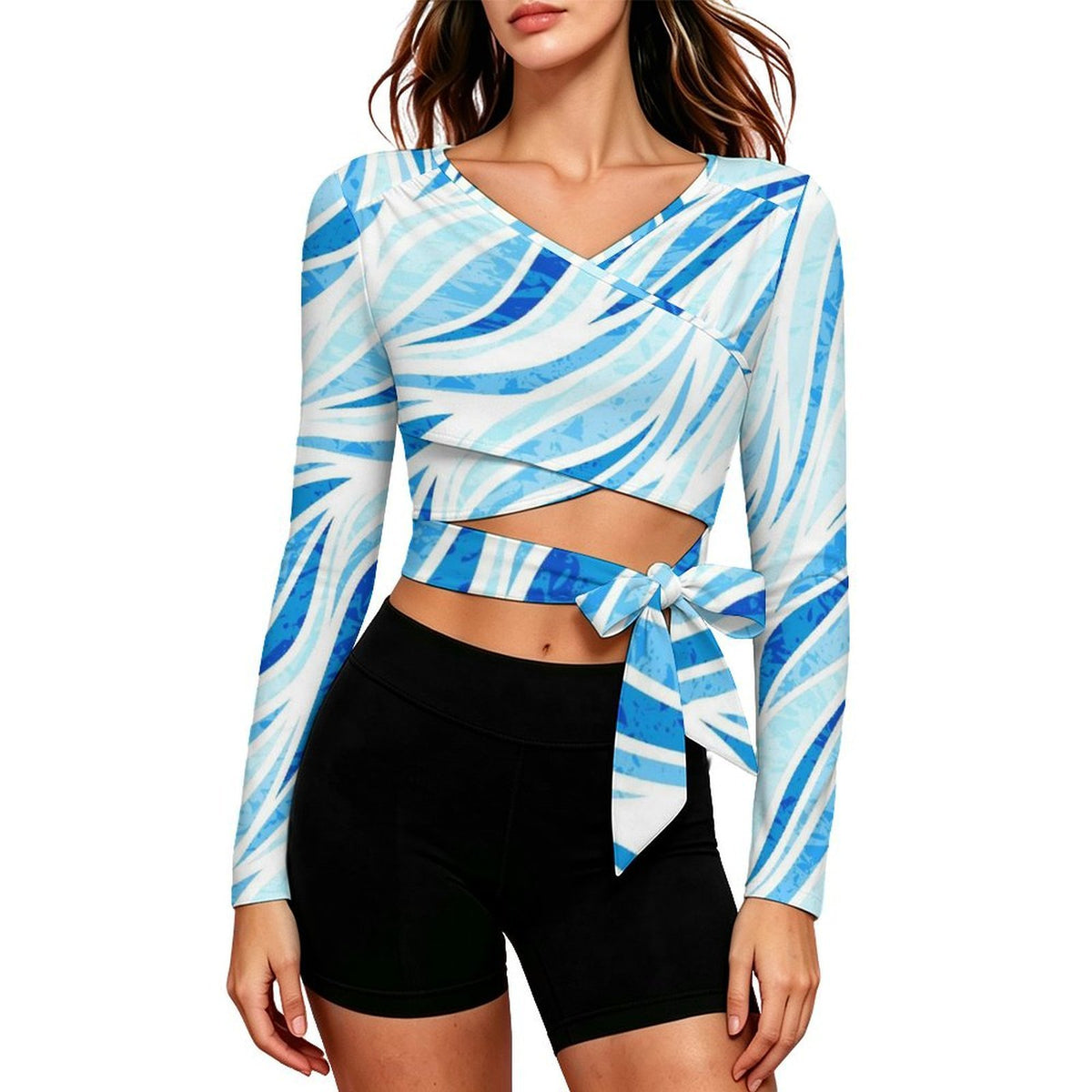 Women's Bow Tie Long Sleeve Top with Custom Print