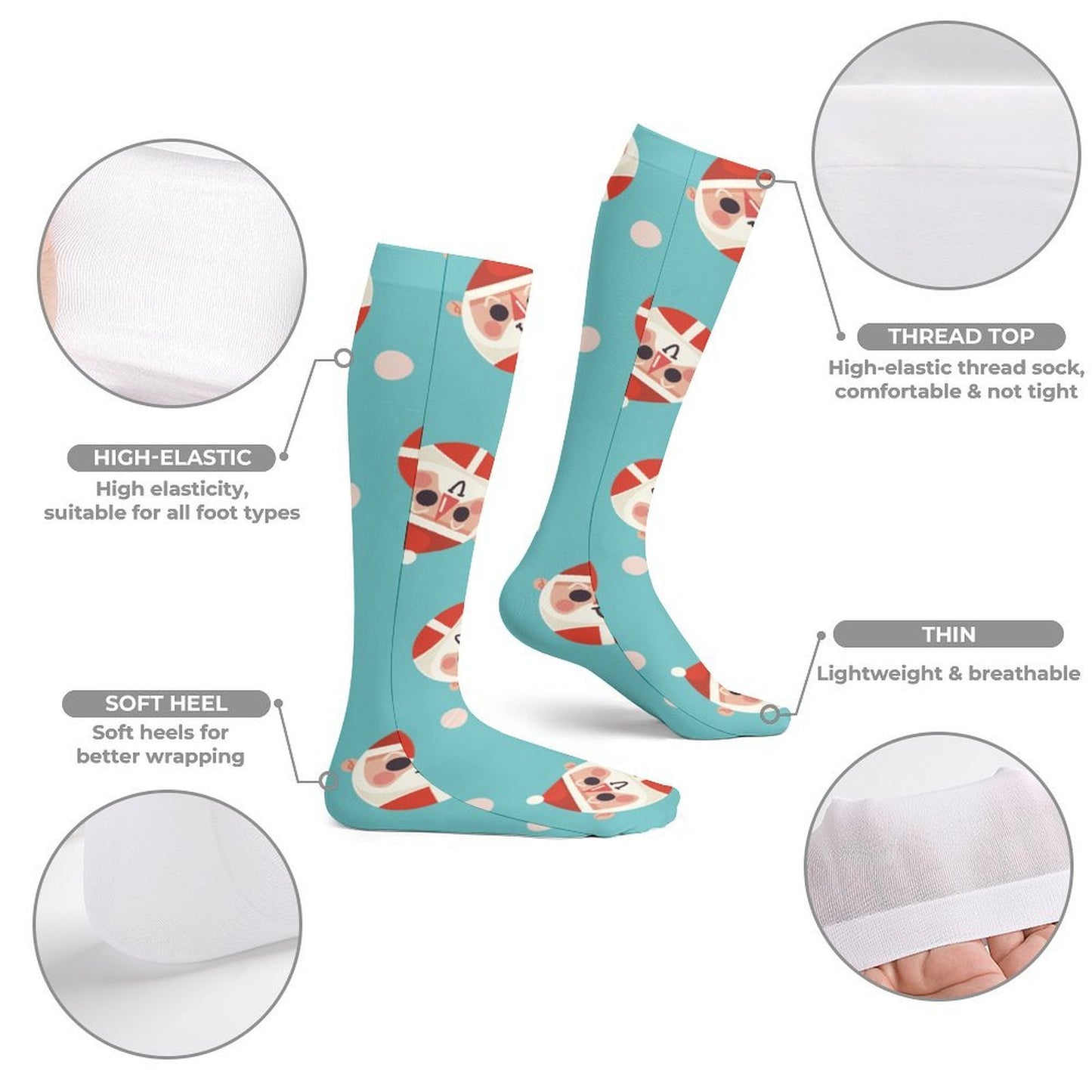 Custom Printed Knee-High & Thigh-High Polyester Socks