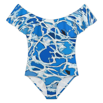 Custom Off-the-Shoulder One-Piece Swimsuit with Ruffle Trim