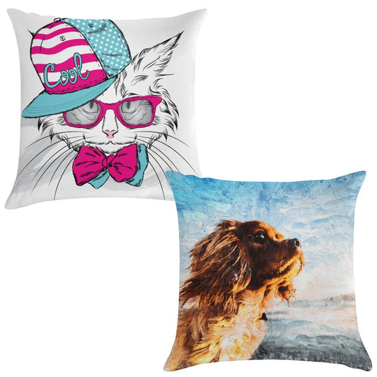 Custom Plush Pillow Covers (Set of 2) | Personalized Soft Throw Pillow Cases | Photo & Text