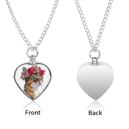 Personalized Pet Photo Memorial Urn Necklace with Keepsake Pendant
