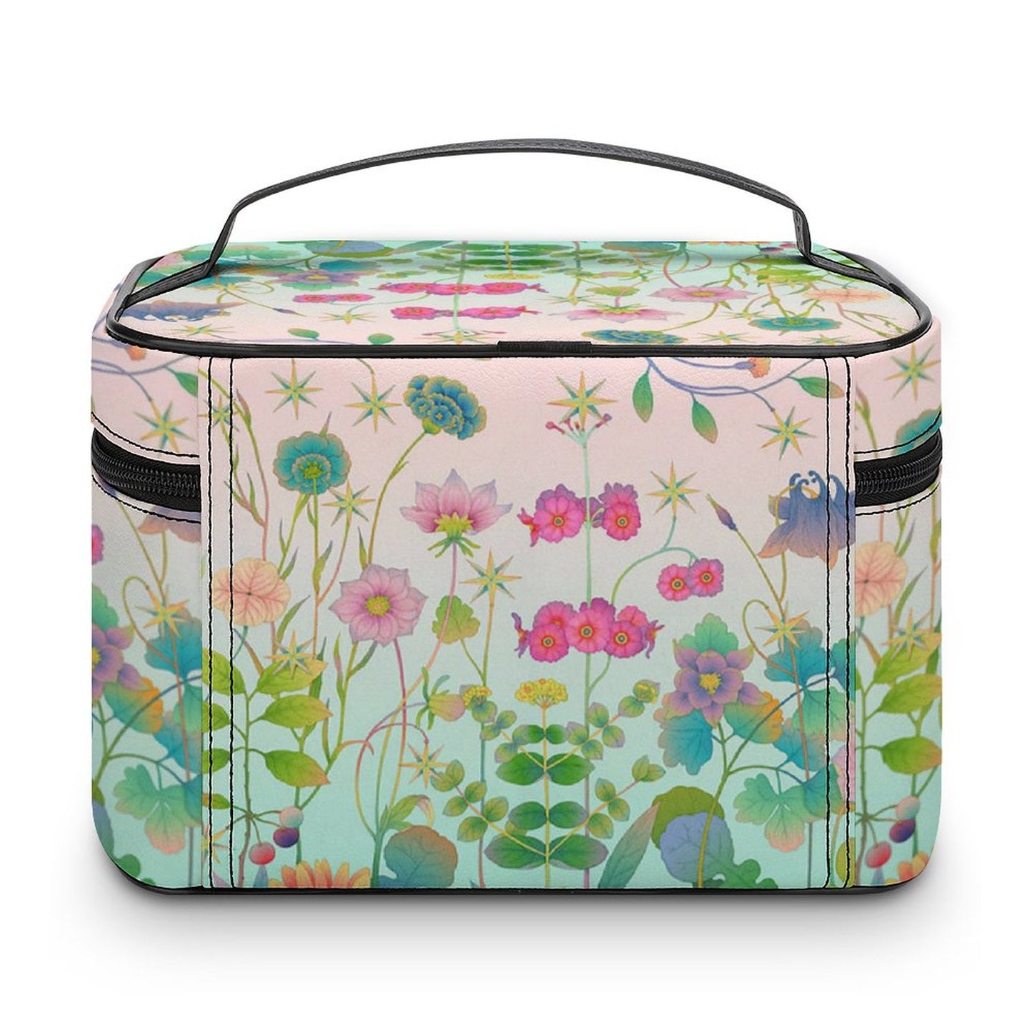 Custom Travel Makeup Train Case | Personalized Leather Cosmetic Organizer