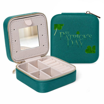 Personalized Square Velvet Jewelry Box with Mirror and Zipper Closure