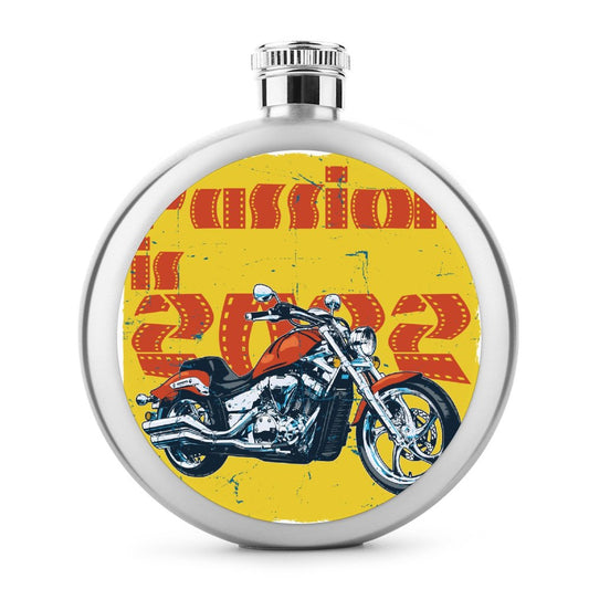 Custom Round Hip Flask | Personalized 5oz Stainless Steel Whiskey Container