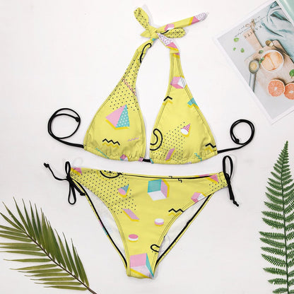 Custom Wide Strap Halter Bikini Set | High Support Triangle Top