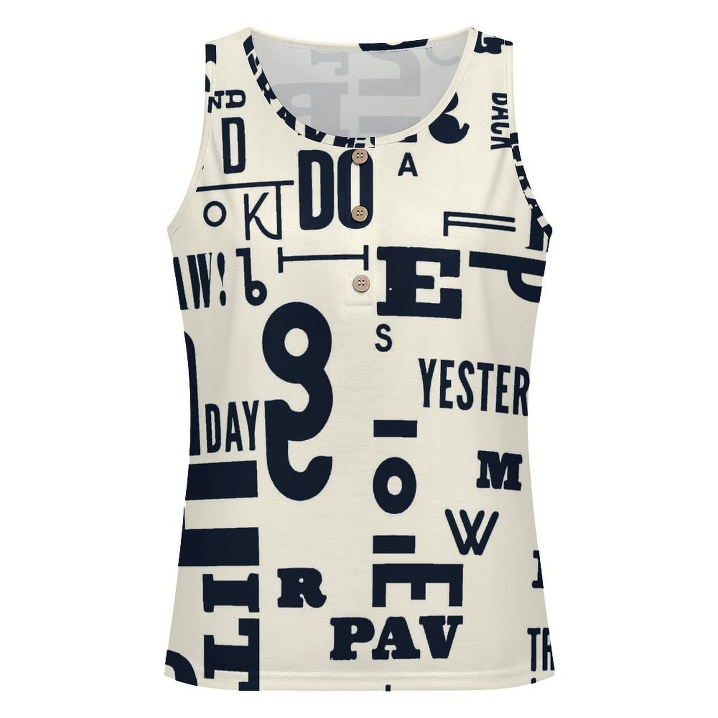 Custom Print Square Neck Button Tank Top for Women — S to 3XL