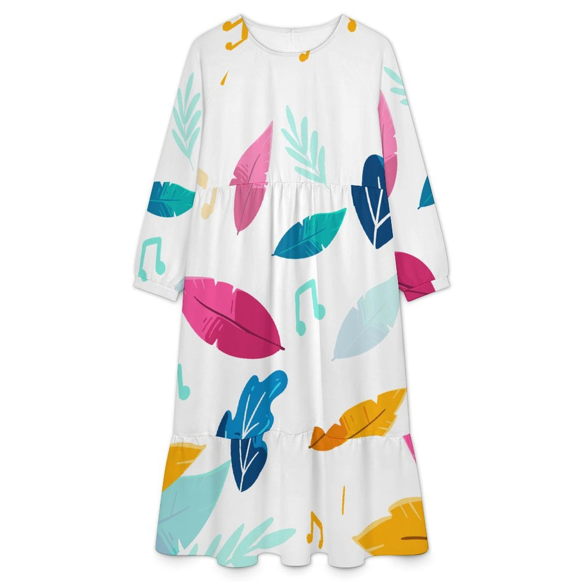 Custom Printed Babydoll Maxi Dress with Raglan Sleeves