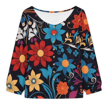 Custom Women's Linen-Look Blouse with Lantern Sleeves and Personalized Print