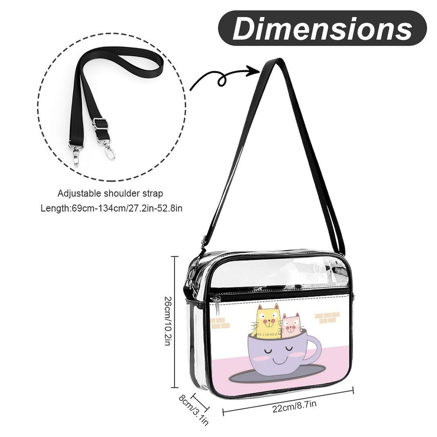 Custom Clear PVC Crossbody Bag — UV-Printed Personalized Transparent Shoulder Bag