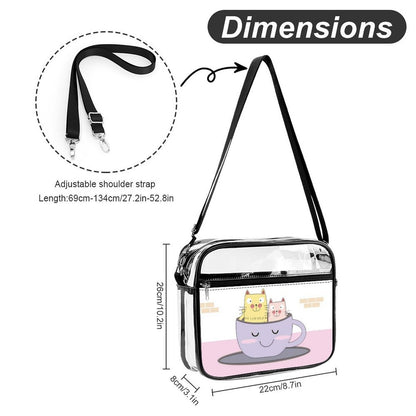 Custom Clear PVC Crossbody Bag — UV-Printed Personalized Transparent Shoulder Bag