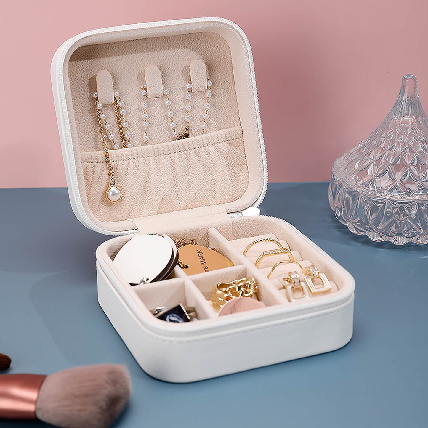 Custom Travel Jewelry Case | Personalized Small PU Leather Organizer