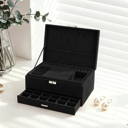 Personalized Three-Layer Suede Jewelry Organizer with Foil Stamping