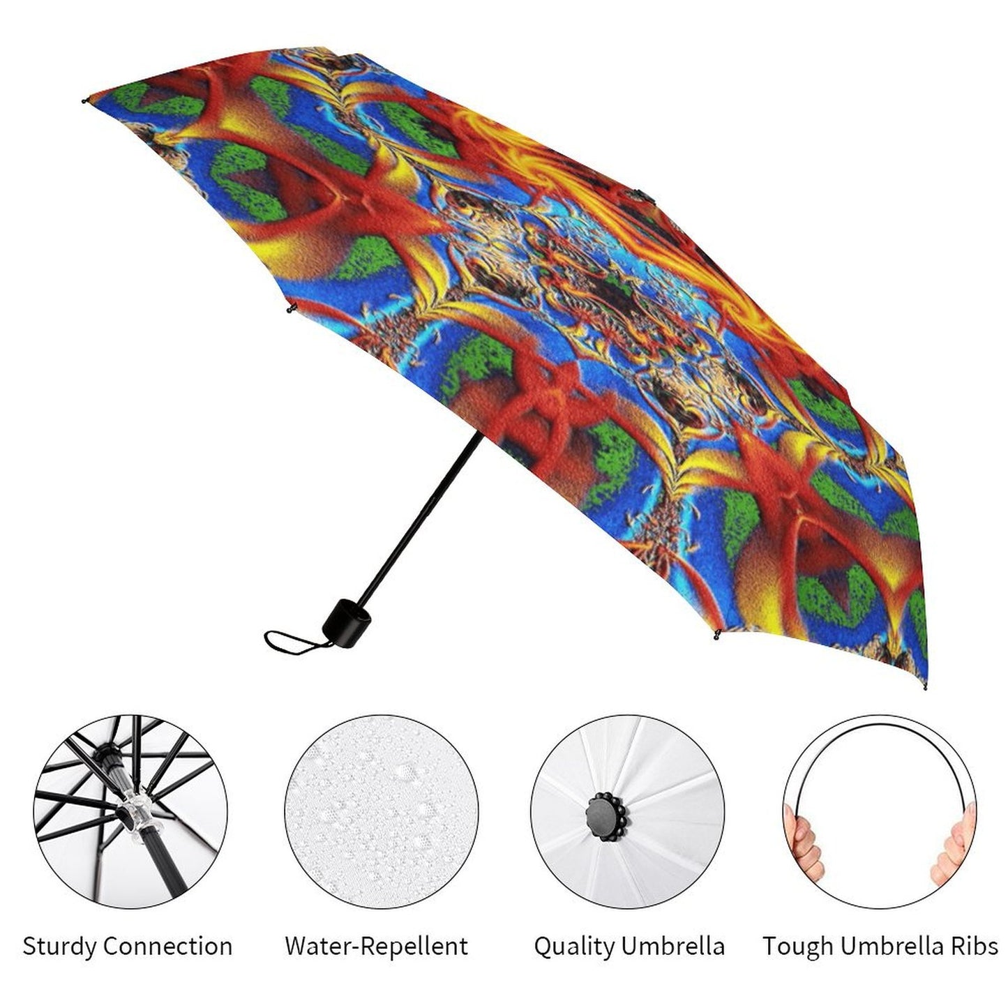 Custom Print Tri-Fold Umbrella | Personalized Windproof Travel Umbrella