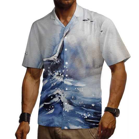 Custom All-Over Print Cuban Collar Shirt - Men's Cotton Short Sleeve Button-Up
