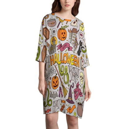 Custom Print Asymmetrical Dress | Personalized Milk Silk Short Sleeve Dress