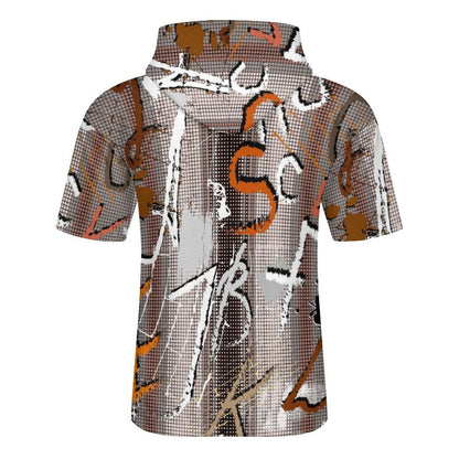 Mid-Sleeve Hooded Sweatshirt in Fish Scale Fabric with Custom Heat Transfer Print