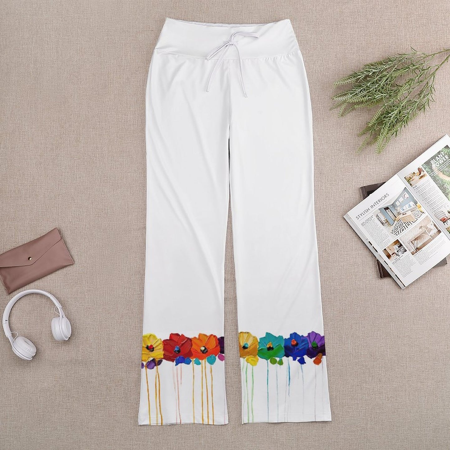 Custom Straight-Leg Drawstring Yoga Pants | Relaxed Fit Lounge Bottoms