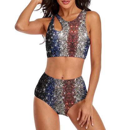 High-Waisted Tummy Control Bikini Set | Retro Sculpting Swimwear