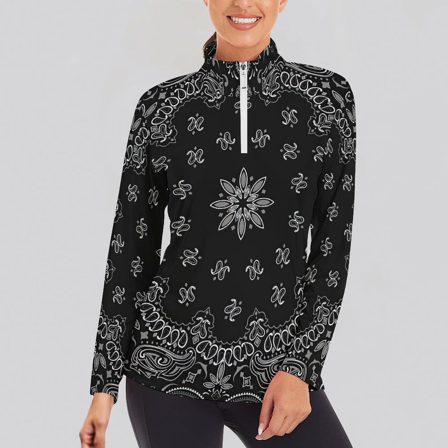 Custom Women's 1/4 Zip Compression Top | Lycra Performance Layer