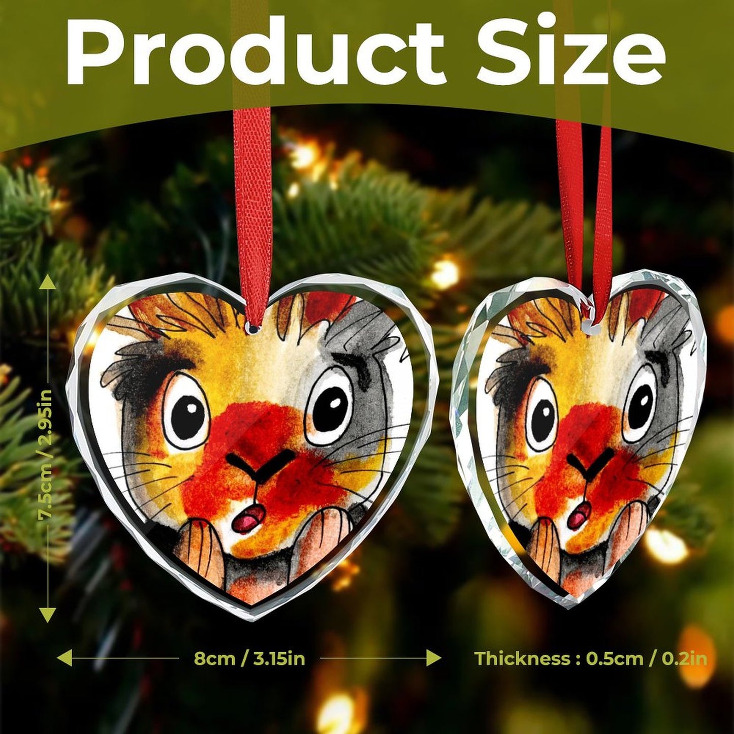 Custom Crystal Glass Heart Ornament | Personalized Photo Keepsake