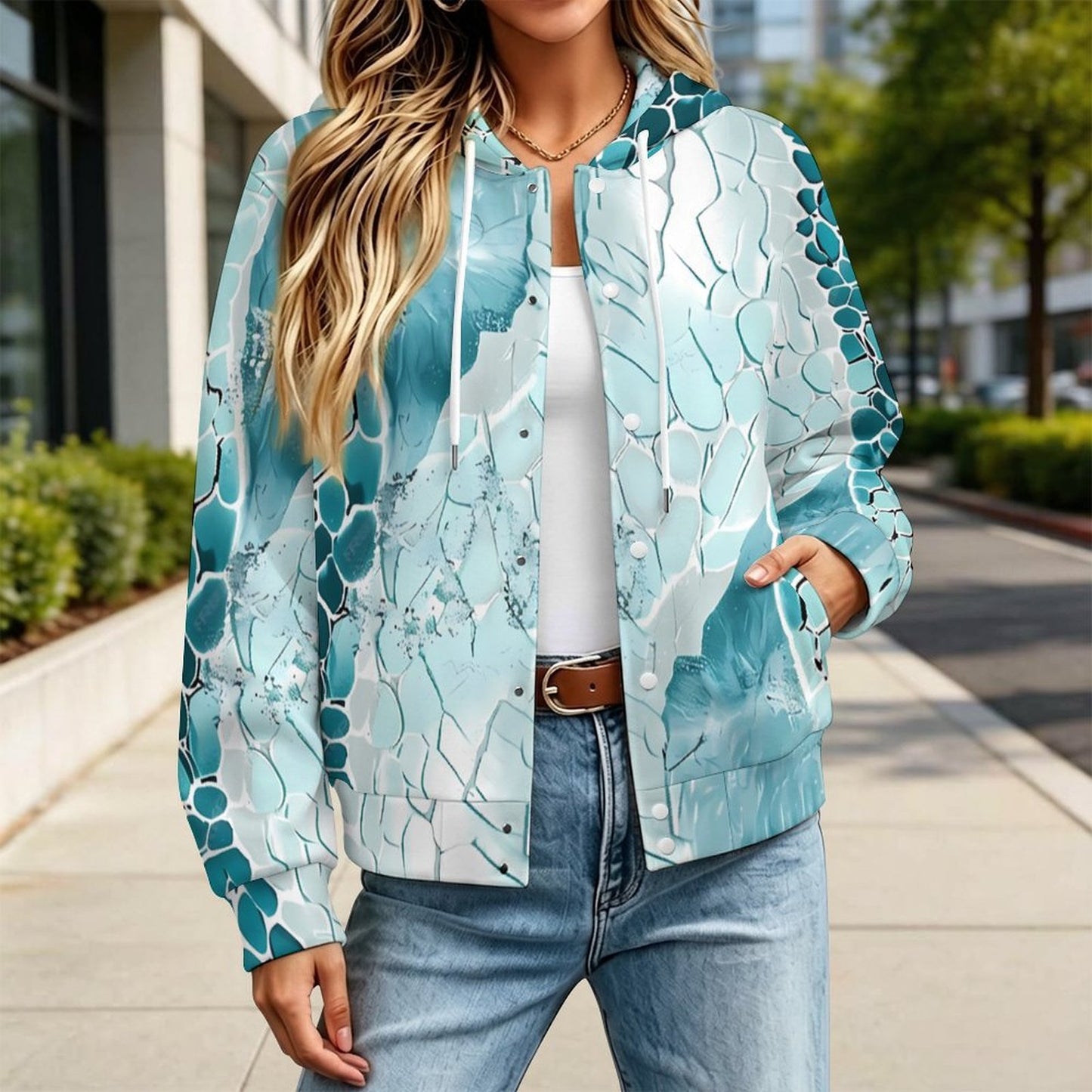 Custom Hooded Bomber Jacket with All-Over Print - Unisex Personalized Baseball Jacket