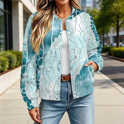 Custom Hooded Bomber Jacket with All-Over Print - Unisex Personalized Baseball Jacket