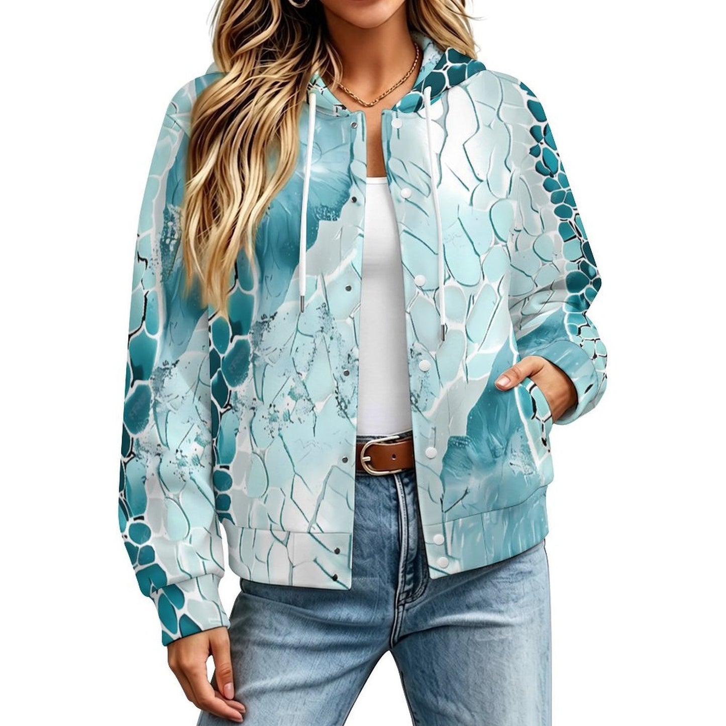 Custom Hooded Bomber Jacket with All-Over Print - Unisex Personalized Baseball Jacket