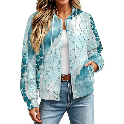 Custom Hooded Bomber Jacket with All-Over Print - Unisex Personalized Baseball Jacket