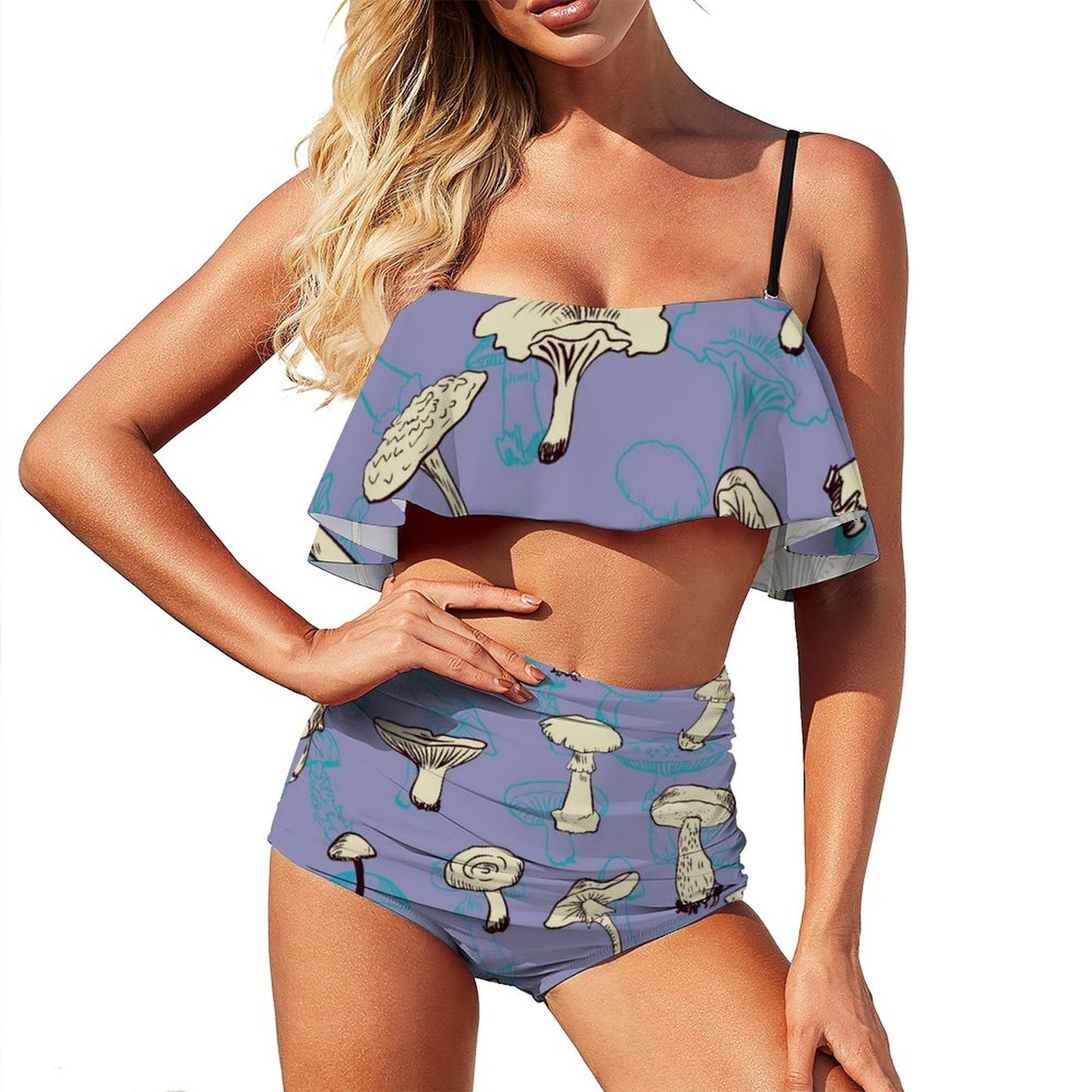 Custom Ruffle Bikini Set | Personalized Cutout Waist Two-Piece Swimsuit