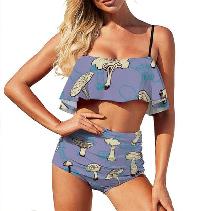 Custom Ruffle Bikini Set | Personalized Cutout Waist Two-Piece Swimsuit