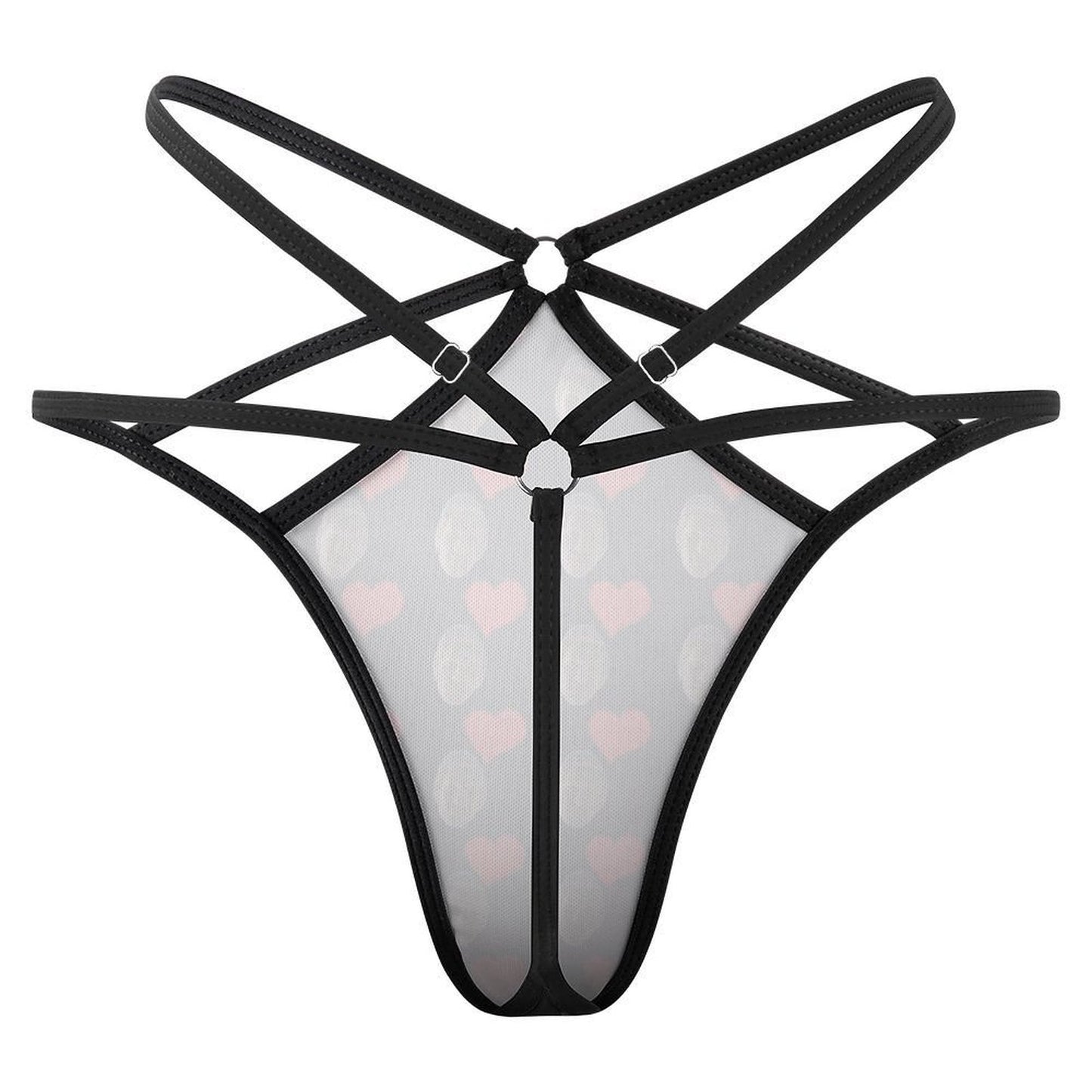 Custom Printed Sheer Mesh Face Thong Panty
