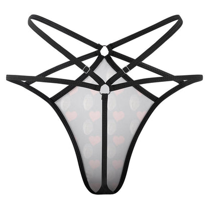 Custom Printed Sheer Mesh Face Thong Panty