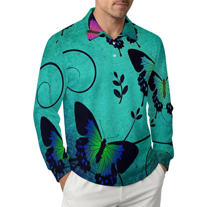 Custom Men's Long Sleeve Polo Shirt with Breathable Pique Fabric