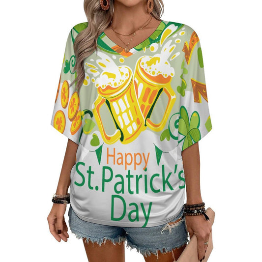 Custom V-Neck Ruched T-Shirt | Personalized Milk Silk Side Shirred Top