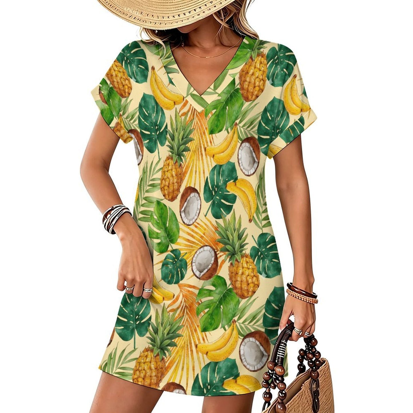 Casual Flared Sleeve V-Neck Dress 1 (3)