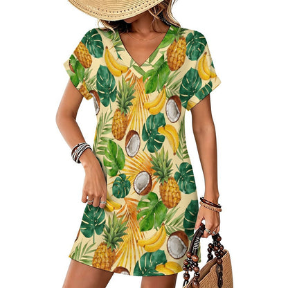 Casual Flared Sleeve V-Neck Dress 1 (3)