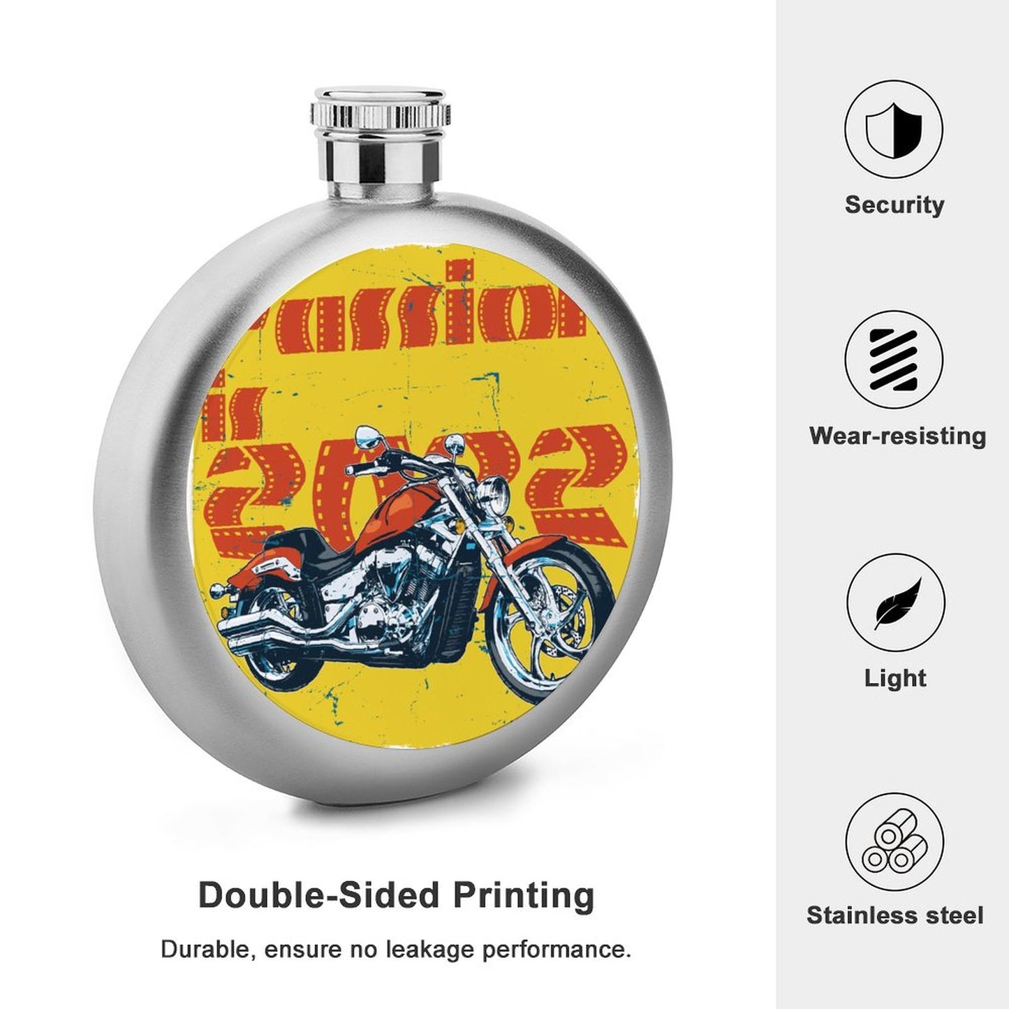 Custom Round Hip Flask | Personalized 5oz Stainless Steel Whiskey Container