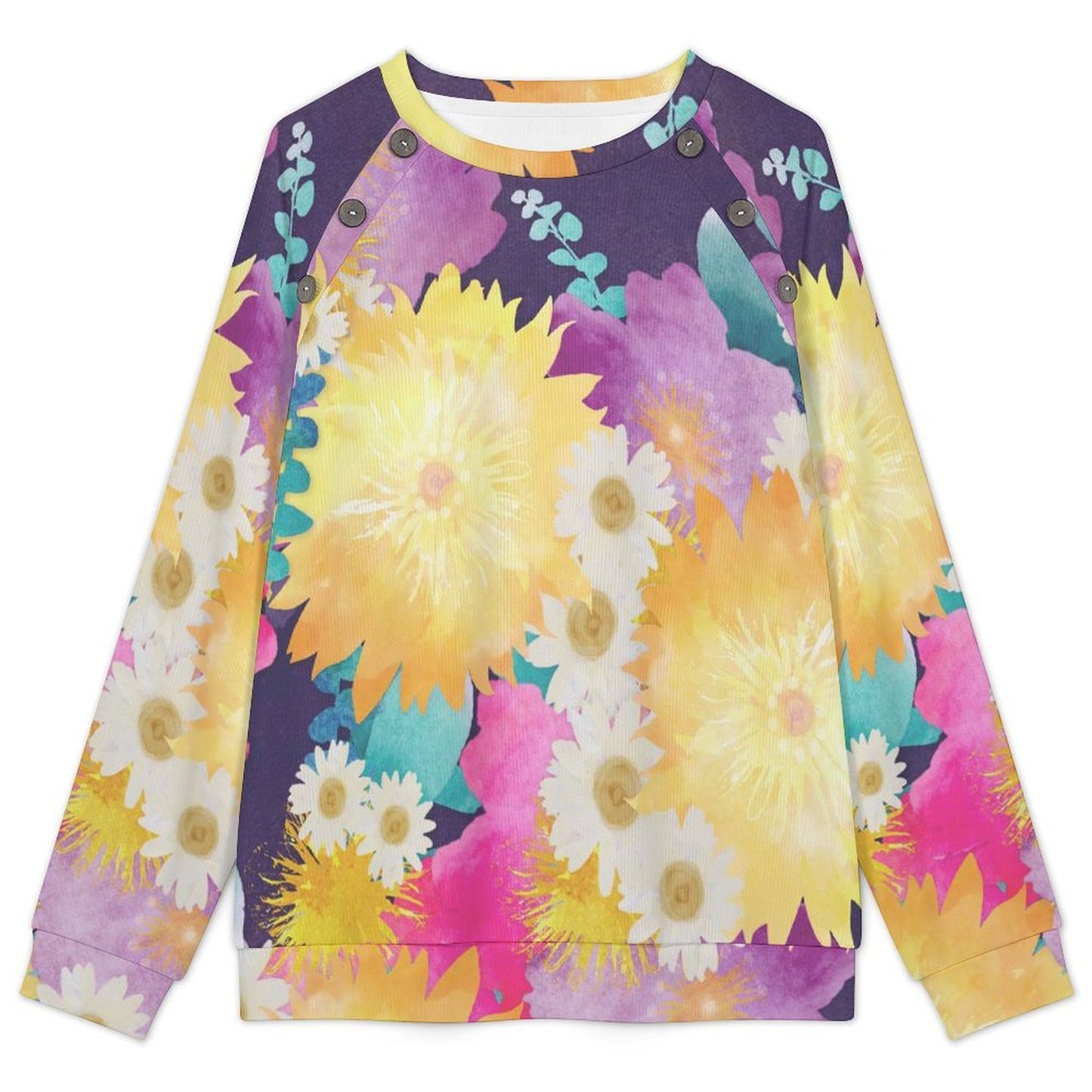 Custom Women's Button-Front Raglan Sleeve Cardigan Sweater