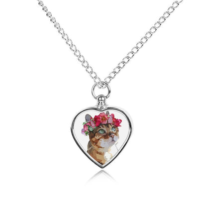 Personalized Pet Photo Memorial Urn Necklace with Keepsake Pendant