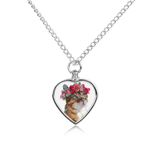 Personalized Pet Photo Memorial Urn Necklace with Keepsake Pendant