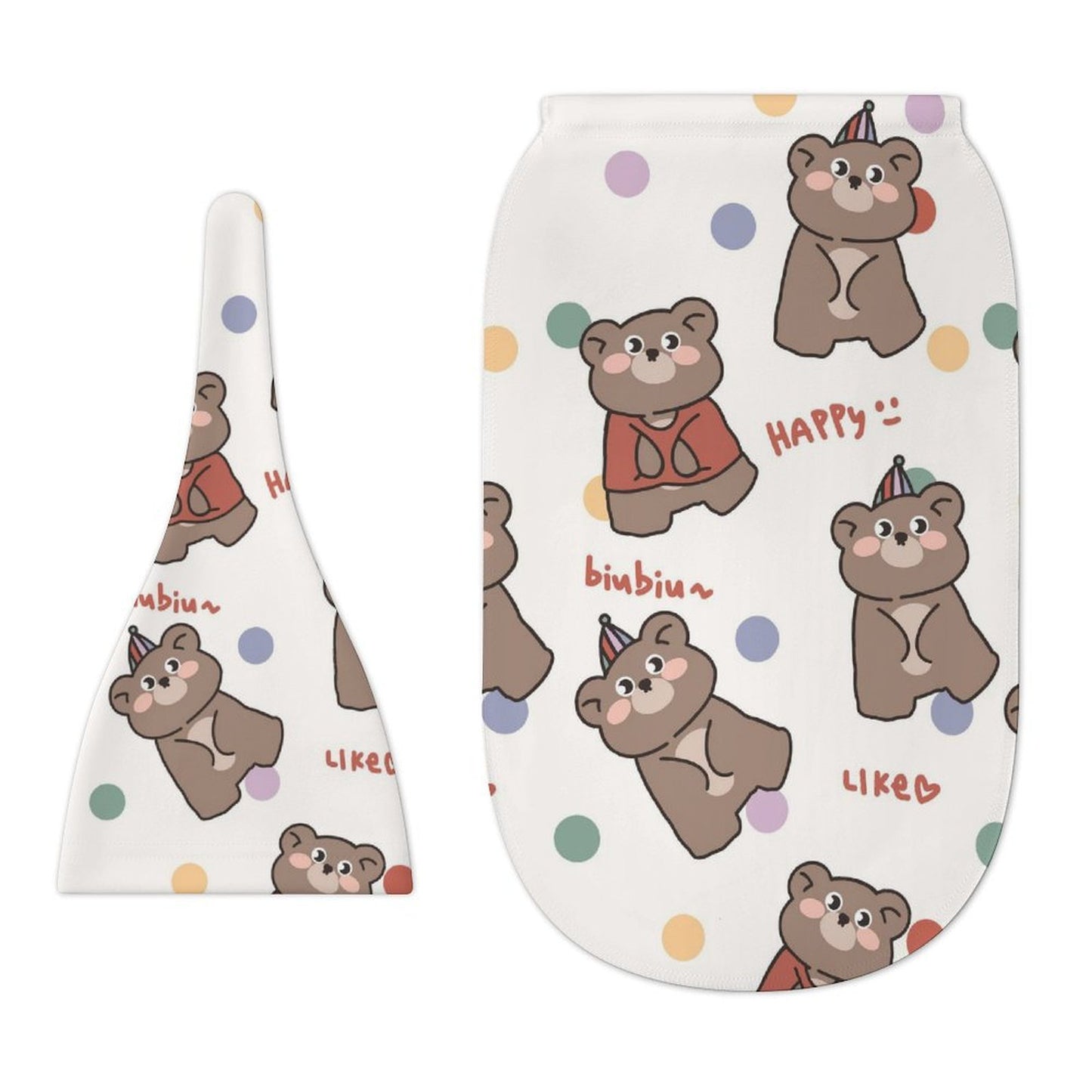 Custom Printed Cotton Baby Swaddle and Hat Set