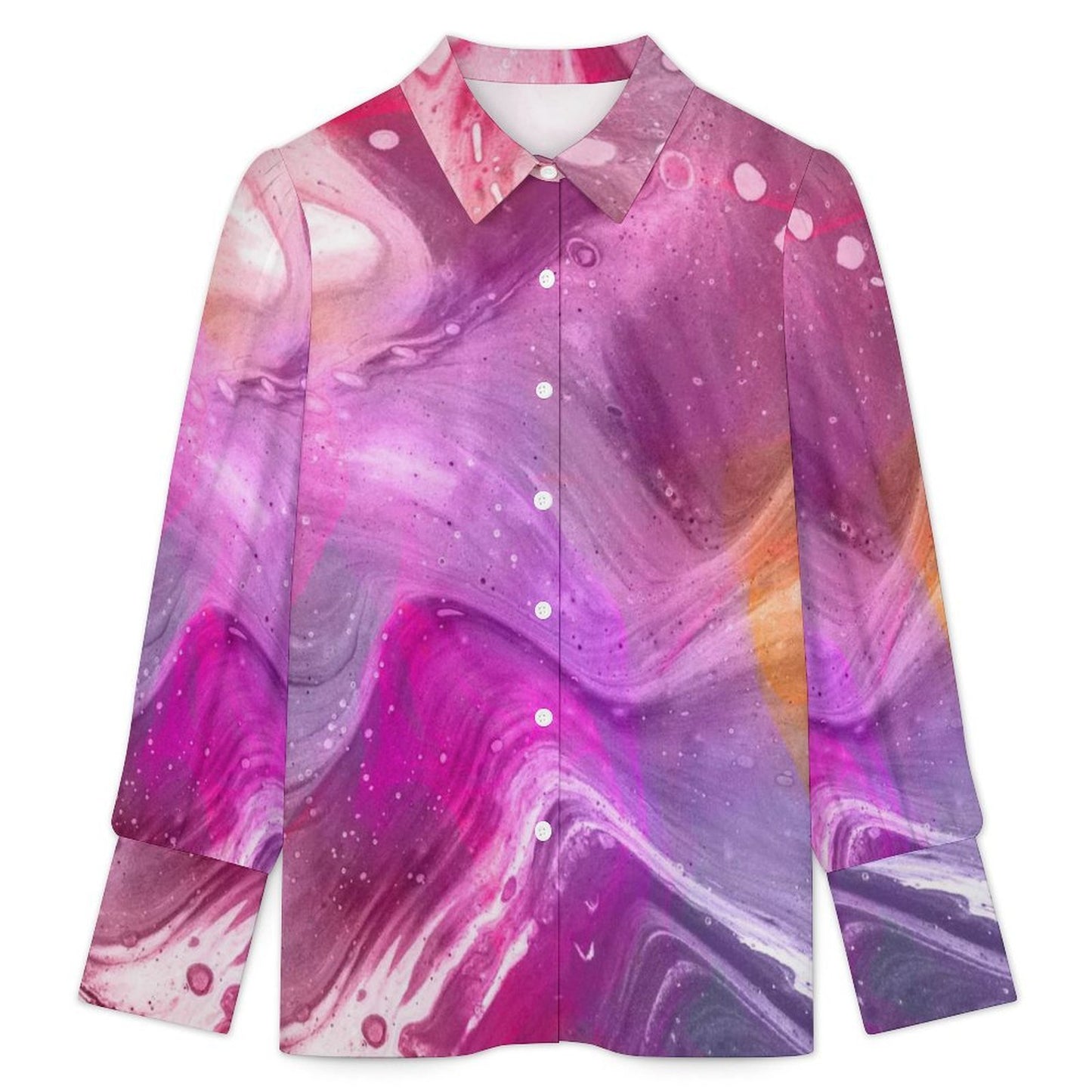 Custom Satin Lantern Sleeve Blouse for Women with Personalized Print