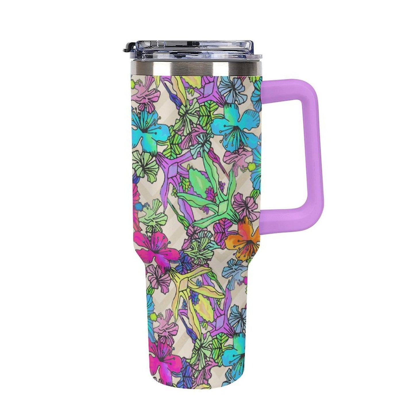 Custom 40oz Stainless Steel Travel Tumbler with Straw