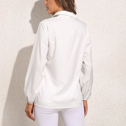Custom Vintage V-Neck Blouse | Women's Wrinkle-Free Long Sleeve Top