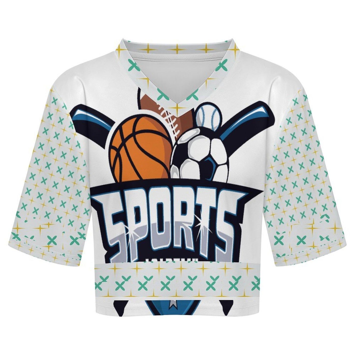 Custom Cropped V-Neck Football Jersey for Women