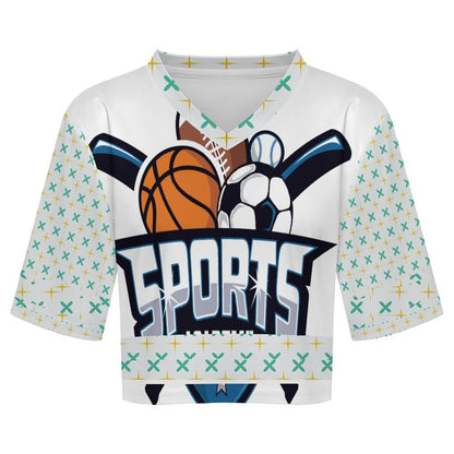 Custom Cropped V-Neck Football Jersey for Women