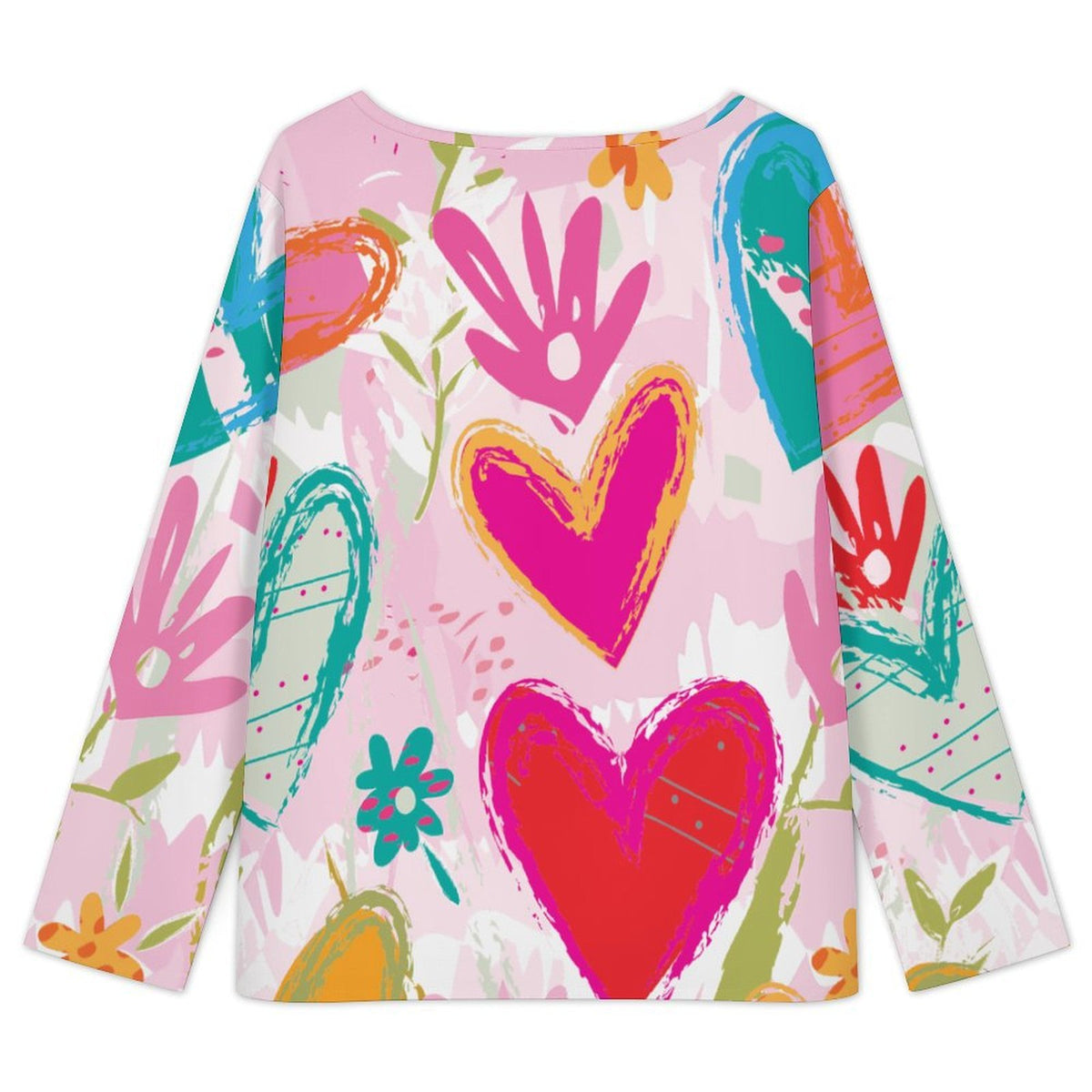 Women's Custom V-Neck Long Sleeve Top with Personalized Print